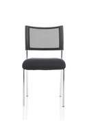 Brunswick mesh stacking visitor chair with medium back, armrests, and black frame