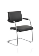 Havanna medium back cantilever visitor chair with arms in black leather by Dynamic Office Solutions