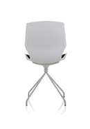 Florence white frame visitor chair with slate grey fabric seat and spindle design by Dynamic Office Solutions