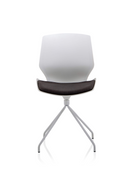 Florence white frame visitor chair with slate grey fabric seat and spindle design by Dynamic Office Solutions