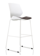 Florence high stool chair with a white frame, grey fabric seat, and lumbar support for visitor seating.
