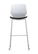 Florence high stool chair with white frame, grey fabric seat, and lumbar support, designed for breakouts by Dynamic Office S