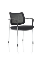 Brunswick Deluxe mesh back visitor chair with chrome frame and black fabric seat