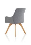 Grey fabric visitor chair with solid wooden frame and armrests by Dynamic Office Solutions