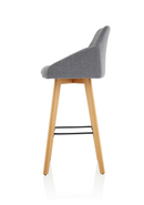 Grey fabric high stool chair with wooden legs and armrests by Dynamic Office Solutions