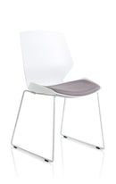Slate grey fabric visitor chair with white frame and sled base by Dynamic Office Solutions