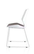 Florence white frame visitor chair with slate grey fabric and sled base by Dynamic Office Solutions