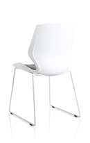 Florence White Frame Visitor Chair - Slate Grey Fabric Sled Base
