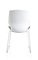 Florence White Frame Visitor Chair - Slate Grey Fabric Sled Base