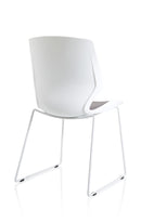 Florence White Frame Visitor Chair - Slate Grey Fabric Sled Base