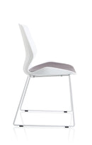 Florence White Frame Visitor Chair - Slate Grey Fabric Sled Base