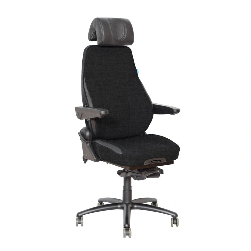 Be-Ge 300 bariatric office chair with adjustable air lumbar support, black fabric upholstery and no armrests