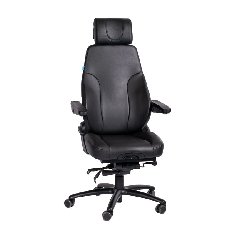Be-Ge 300 bariatric office chair in black fabric with no armrests and black aluminium base