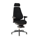 Bariatric Be-Ge 852 24-hour office chair in black fabric with aluminum base and no armrests