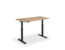 Wood grain top height adjustable desk in black frame by Lavoro, compact 800 x 600 mm design.