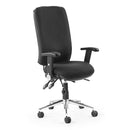 Lockwoodhume Chiro high back ergonomic office chair in black fabric, designed for 24/7 use, supports up to 150kg.