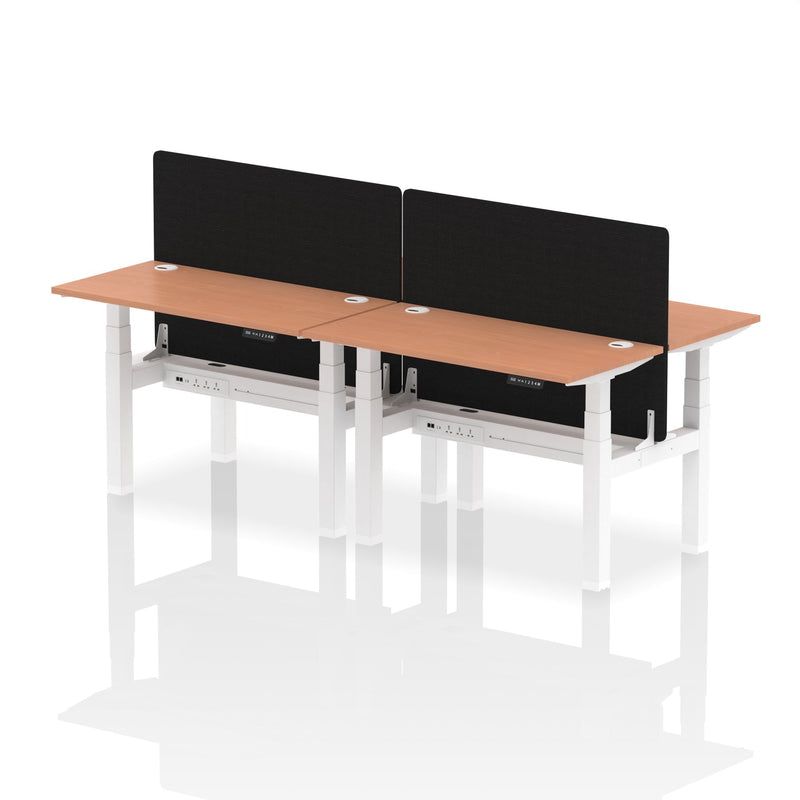 Air Back-to-Back Slimline Height Adjustable Bench Desk - 4 Person with Charcoal Straight Screen