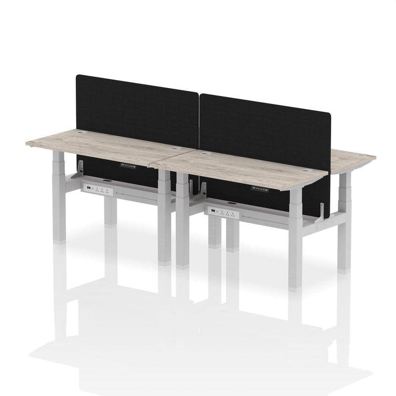 Air Back-to-Back Slimline Height Adjustable Bench Desk - 4 Person with Charcoal Straight Screen