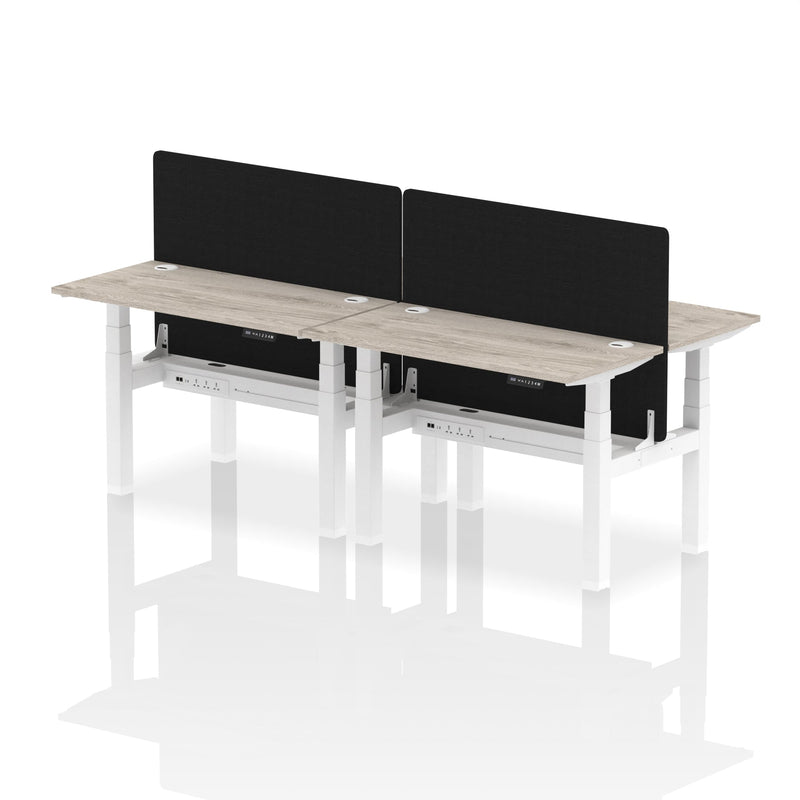 Air Back-to-Back Slimline Height Adjustable Bench Desk - 4 Person with Charcoal Straight Screen