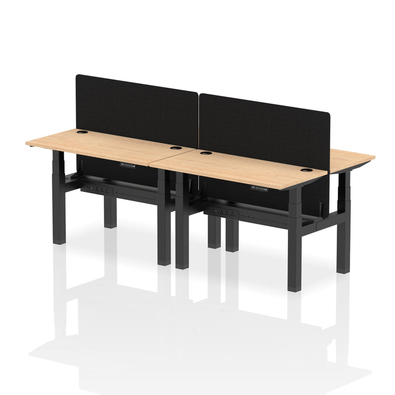 Air Back-to-Back Slimline Height Adjustable Bench Desk - 4 Person with Charcoal Straight Screen