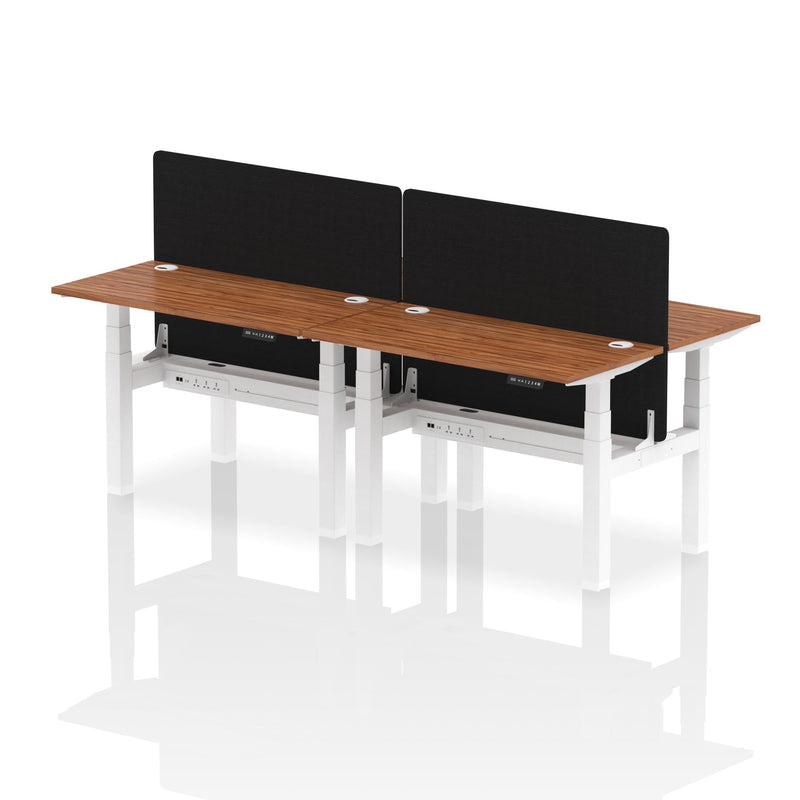 Air Back-to-Back Slimline Height Adjustable Bench Desk - 4 Person with Charcoal Straight Screen