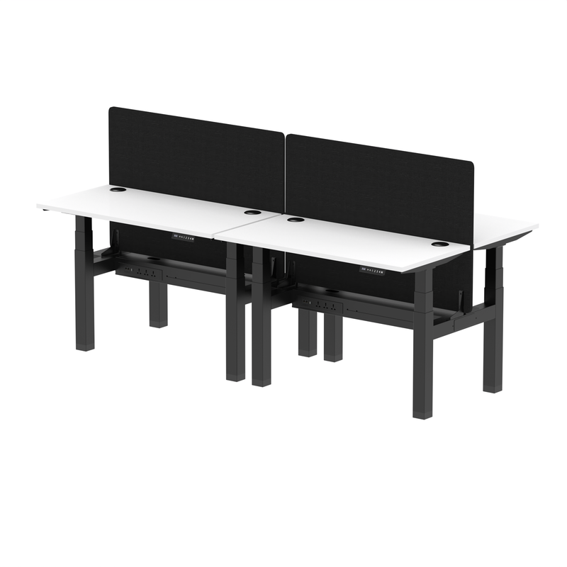 Air Back-to-Back Slimline Height Adjustable Bench Desk - 4 Person with Charcoal Straight Screen