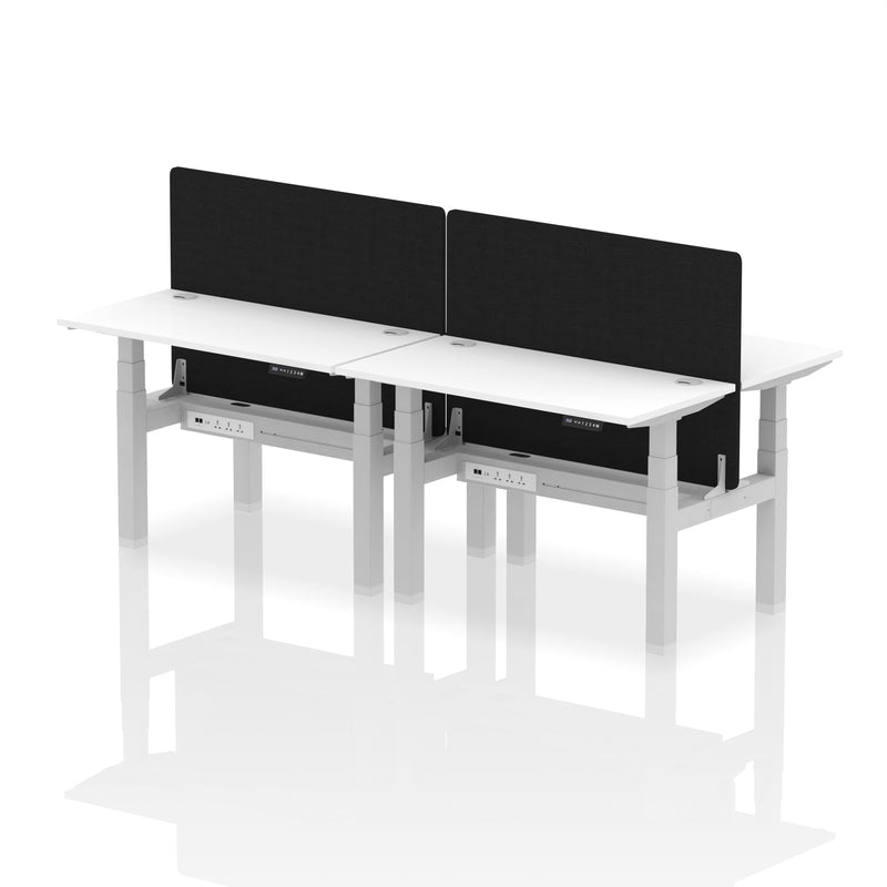 Air Back-to-Back Slimline Height Adjustable Bench Desk - 4 Person with Charcoal Straight Screen