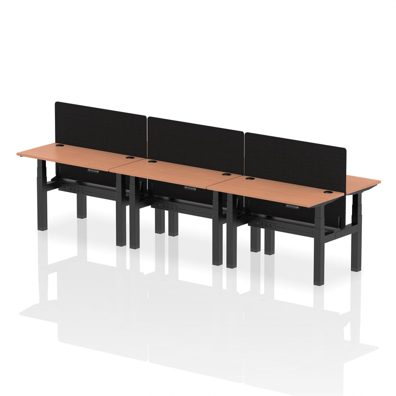 Air Back-to-Back Slimline Height Adjustable Bench Desk - 6 Person with Charcoal Straight Screen