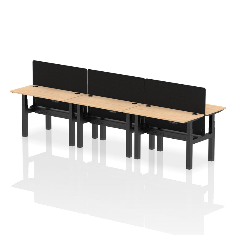 Air Back-to-Back Slimline Height Adjustable Bench Desk - 6 Person with Charcoal Straight Screen