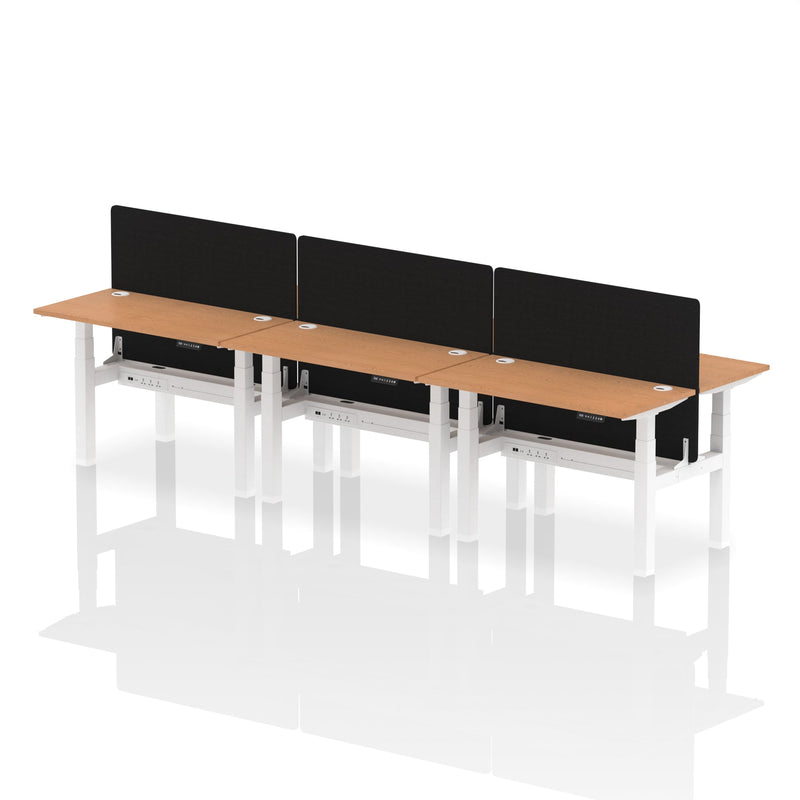 Air Back-to-Back Slimline Height Adjustable Bench Desk - 6 Person with Charcoal Straight Screen