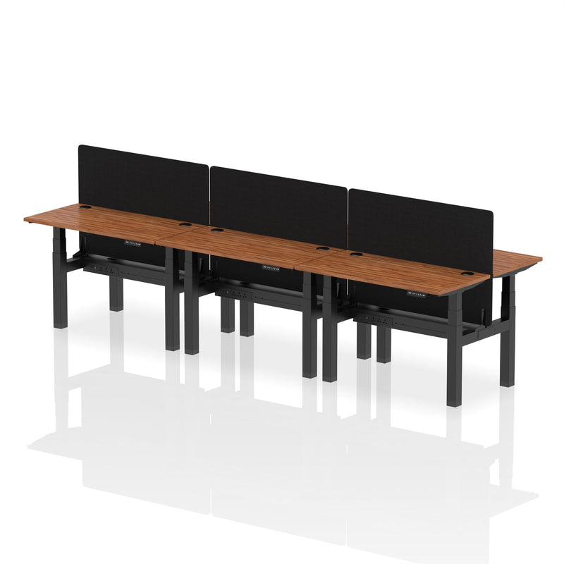 Air Back-to-Back Slimline Height Adjustable Bench Desk - 6 Person with Charcoal Straight Screen