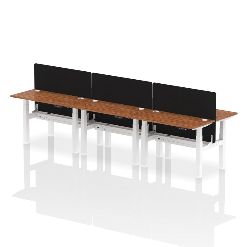 Air Back-to-Back Slimline Height Adjustable Bench Desk - 6 Person with Charcoal Straight Screen