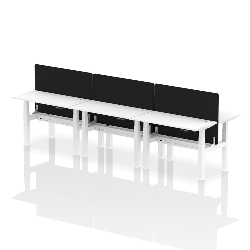 Air Back-to-Back Slimline Height Adjustable Bench Desk - 6 Person with Charcoal Straight Screen