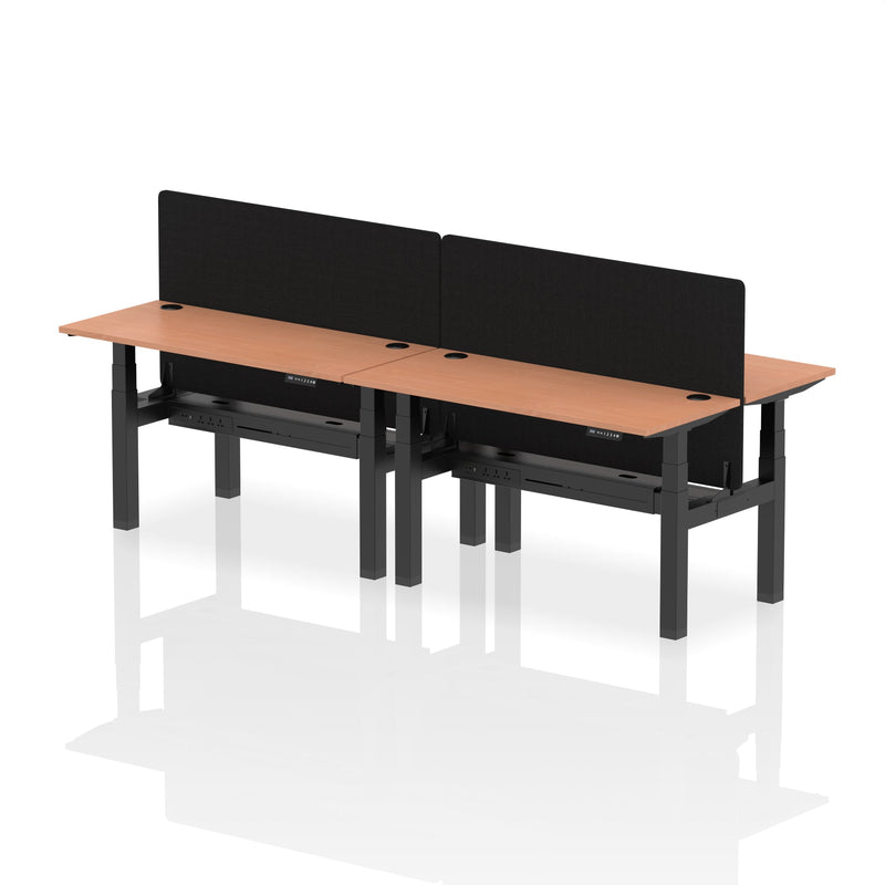 Air Back-to-Back Slimline Height Adjustable Bench Desk - 4 Person with Charcoal Straight Screen