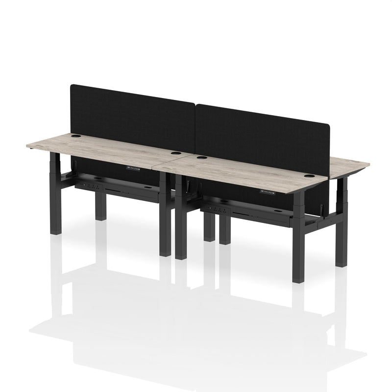 Air Back-to-Back Slimline Height Adjustable Bench Desk - 4 Person with Charcoal Straight Screen