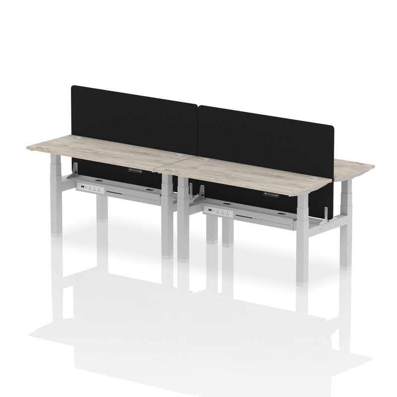 Air Back-to-Back Slimline Height Adjustable Bench Desk - 4 Person with Charcoal Straight Screen