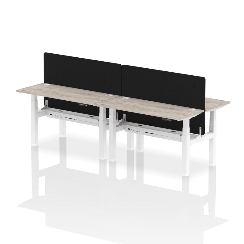 Air Back-to-Back Slimline Height Adjustable Bench Desk - 4 Person with Charcoal Straight Screen