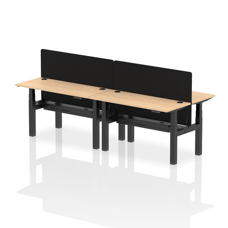 Air Back-to-Back Slimline Height Adjustable Bench Desk - 4 Person with Charcoal Straight Screen