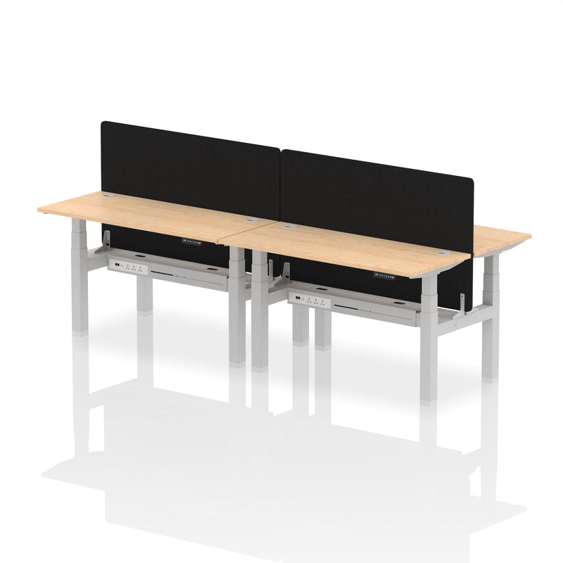 Air Back-to-Back Slimline Height Adjustable Bench Desk - 4 Person with Charcoal Straight Screen