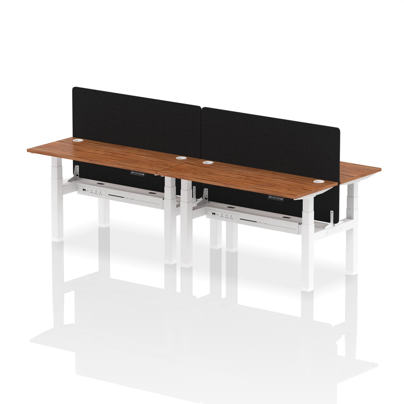 Air Back-to-Back Slimline Height Adjustable Bench Desk - 4 Person with Charcoal Straight Screen