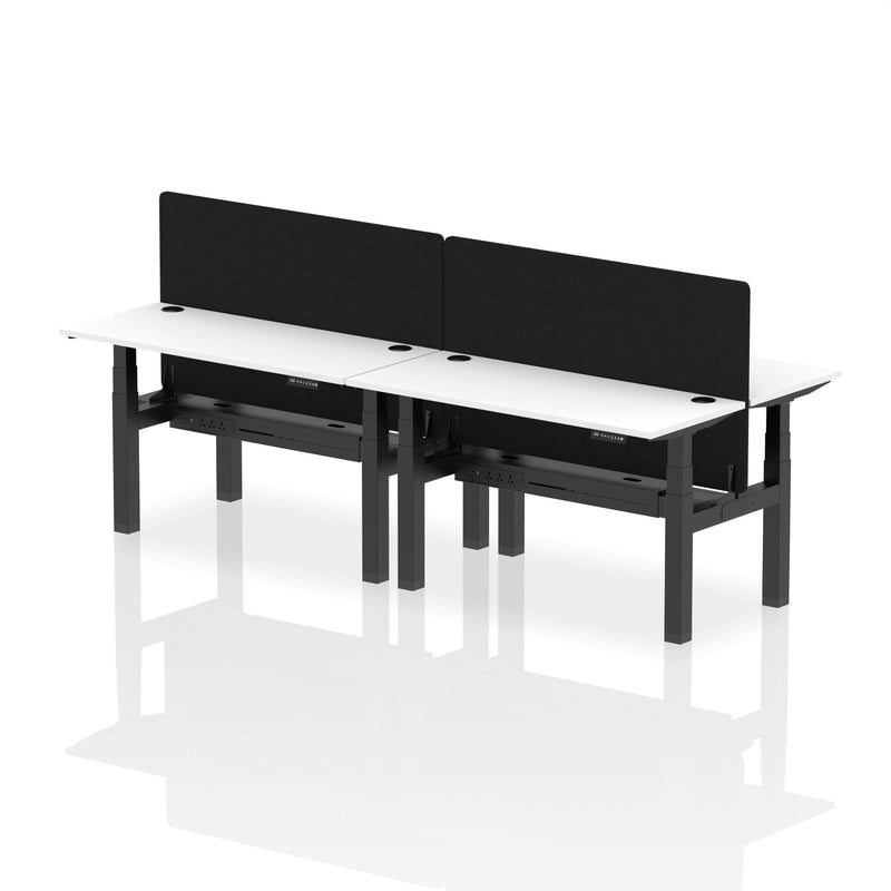 Air Back-to-Back Slimline Height Adjustable Bench Desk - 4 Person with Charcoal Straight Screen