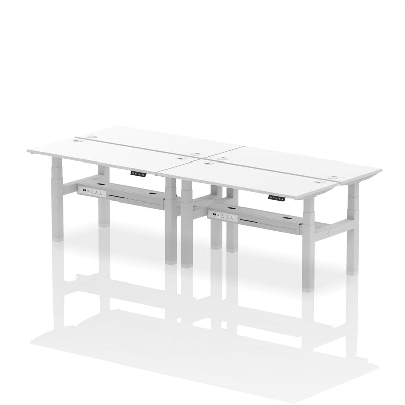 Air Back-to-Back Slimline Height Adjustable Bench Desk - 4 Person