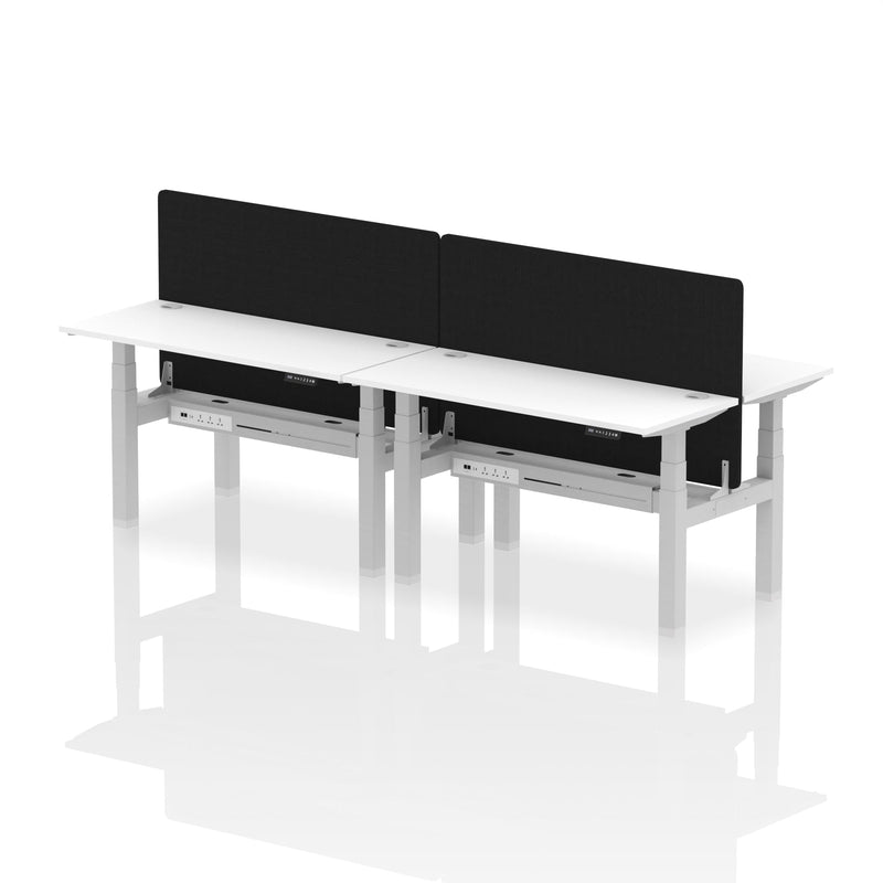 Air Back-to-Back Slimline Height Adjustable Bench Desk - 4 Person with Charcoal Straight Screen