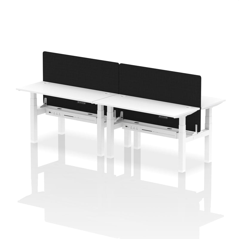 Air Back-to-Back Slimline Height Adjustable Bench Desk - 4 Person with Charcoal Straight Screen