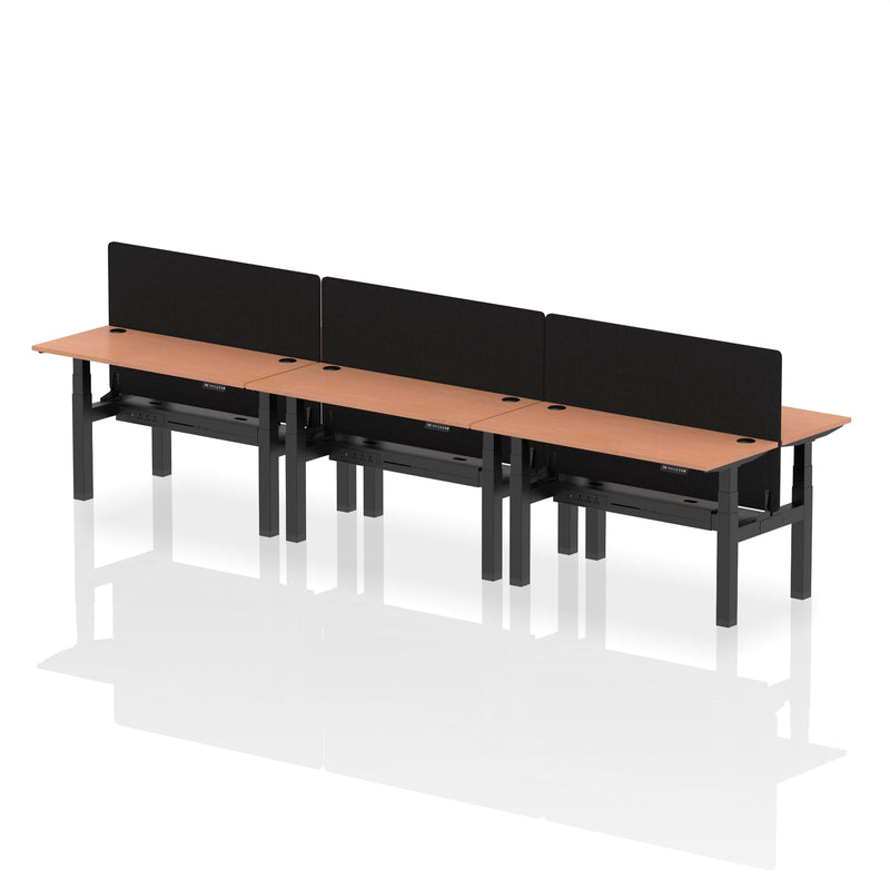 Air Back-to-Back Slimline Height Adjustable Bench Desk - 6 Person with Charcoal Straight Screen