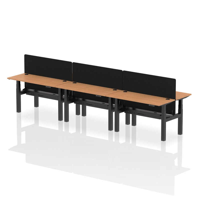 Air Back-to-Back Slimline Height Adjustable Bench Desk - 6 Person with Charcoal Straight Screen