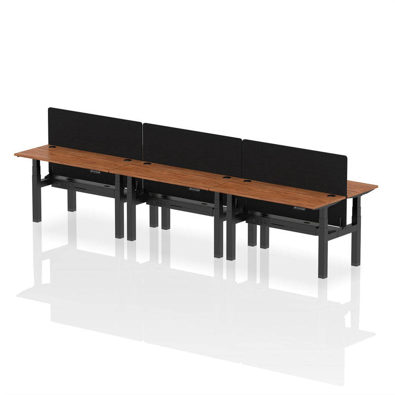 Air Back-to-Back Slimline Height Adjustable Bench Desk - 6 Person with Charcoal Straight Screen