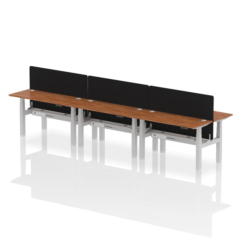 Air Back-to-Back Slimline Height Adjustable Bench Desk - 6 Person with Charcoal Straight Screen