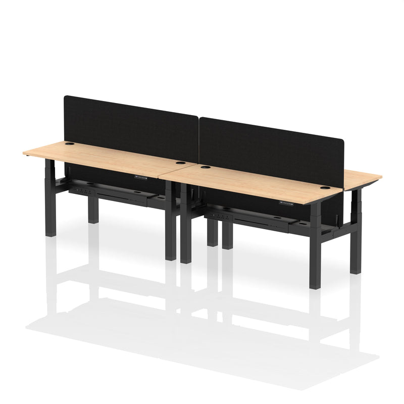 Air Back-to-Back Slimline Height Adjustable Bench Desk - 4 Person with Charcoal Straight Screen