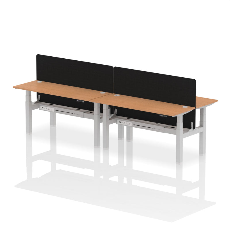 Air Back-to-Back Slimline Height Adjustable Bench Desk - 4 Person with Charcoal Straight Screen